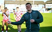 5 May 2025; Drogheda United manager Kevin Doherty celebrates after the SSE Airtricity Men's Premier Division match between Drogheda United and Cork City at Sullivan & Lambe Park in Drogheda, Louth. Photo by Tyler Miller/Sportsfile
