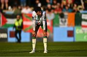 5 May 2025; Benny Couto of Cork City reacts after the SSE Airtricity Men's Premier Division match between Drogheda United and Cork City at Sullivan & Lambe Park in Drogheda, Louth. Photo by Tyler Miller/Sportsfile