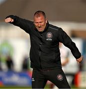 5 May 2025; Bohemians manager Alan Reynolds celebrates his side's winning goal, scored by Sean Grehan, not pictured, during the SSE Airtricity Men's Premier Division match between Galway United and Bohemians at Eamonn Deacy Park in Galway. Photo by Brendan Moran/Sportsfile