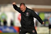 5 May 2025; Bohemians manager Alan Reynolds celebrates his side's winning goal, scored by Sean Grehan, not pictured, during the SSE Airtricity Men's Premier Division match between Galway United and Bohemians at Eamonn Deacy Park in Galway. Photo by Brendan Moran/Sportsfile