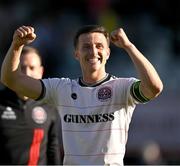 5 May 2025; Keith Buckley of Bohemians celebrates after his side's victory in the SSE Airtricity Men's Premier Division match between Galway United and Bohemians at Eamonn Deacy Park in Galway. Photo by Brendan Moran/Sportsfile