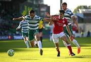 5 May 2025; Roberto Lopes of Shamrock Rovers in action against Jad Hakiki of Sligo Rovers during the SSE Airtricity Men's Premier Division match between Shamrock Rovers and Sligo Rovers at Tallaght Stadium in Dublin. Photo by David Fitzgerald/Sportsfile