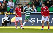 5 May 2025; Aaron Greene of Shamrock Rovers celebrates after scoring his side's second goal during the SSE Airtricity Men's Premier Division match between Shamrock Rovers and Sligo Rovers at Tallaght Stadium in Dublin. Photo by David Fitzgerald/Sportsfile