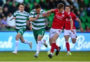5 May 2025; Aaron Greene of Shamrock Roversin action against Conor Reynolds of Sligo Rovers during the SSE Airtricity Men's Premier Division match between Shamrock Rovers and Sligo Rovers at Tallaght Stadium in Dublin. Photo by David Fitzgerald/Sportsfile