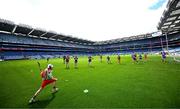 6 May 2025; Over 1000 U12 Camogie players, from across the country, were given the opportunity of a lifetime, when they got to compete on the hallowed turf at Croke Park. Allianz, a longstanding partner to the GAA and proud sponsor of The Camogie Association, welcomed under-12 teams across Ireland to Croke Park, for the Allianz Camán to Croker 2025 event. The event gives young girls the opportunity to represent their clubs and counties, in the day-long blitz – creating lots of fantastic memories and fun along the way. Allianz Camán to Croker is one of many initiatives supported by Allianz, as part of their #StopTheDrop campaign – a campaign designed to highlight and reduce the number of children dropping out of sport at the transition between primary and secondary school. Pictured at the Allianz Camán to Croker 2025 event is action between Patrickswell of Limerick and Rower Inistioge of Kilkenny. Photo by Ramsey Cardy/Sportsfile