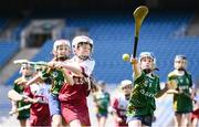 6 May 2025; Over 1000 U12 Camogie players, from across the country, were given the opportunity of a lifetime, when they got to compete on the hallowed turf at Croke Park. Allianz, a longstanding partner to the GAA and proud sponsor of The Camogie Association, welcomed under-12 teams across Ireland to Croke Park, for the Allianz Camán to Croker 2025 event. The event gives young girls the opportunity to represent their clubs and counties, in the day-long blitz – creating lots of fantastic memories and fun along the way. Allianz Camán to Croker is one of many initiatives supported by Allianz, as part of their #StopTheDrop campaign – a campaign designed to highlight and reduce the number of children dropping out of sport at the transition between primary and secondary school. Pictured at the Allianz Camán to Croker 2025 event is action between Craughwell Camogie Club of Galway and Tulsk Camogie Club of Roscommon. Photo by Ramsey Cardy/Sportsfile