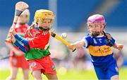 6 May 2025; Over 1000 U12 Camogie players, from across the country, were given the opportunity of a lifetime, when they got to compete on the hallowed turf at Croke Park. Allianz, a longstanding partner to the GAA and proud sponsor of The Camogie Association, welcomed under-12 teams across Ireland to Croke Park, for the Allianz Camán to Croker 2025 event. The event gives young girls the opportunity to represent their clubs and counties, in the day-long blitz – creating lots of fantastic memories and fun along the way. Allianz Camán to Croker is one of many initiatives supported by Allianz, as part of their #StopTheDrop campaign – a campaign designed to highlight and reduce the number of children dropping out of sport at the transition between primary and secondary school. Pictured at the Allianz Camán to Croker 2025 event is action between Patrickswell of Limerick and Rower Inistioge of Kilkenny. Photo by Ramsey Cardy/Sportsfile