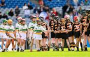 6 May 2025; Over 1000 U12 Camogie players, from across the country, were given the opportunity of a lifetime, when they got to compete on the hallowed turf at Croke Park. Allianz, a longstanding partner to the GAA and proud sponsor of The Camogie Association, welcomed under-12 teams across Ireland to Croke Park, for the Allianz Camán to Croker 2025 event. The event gives young girls the opportunity to represent their clubs and counties, in the day-long blitz – creating lots of fantastic memories and fun along the way. Allianz Camán to Croker is one of many initiatives supported by Allianz, as part of their #StopTheDrop campaign – a campaign designed to highlight and reduce the number of children dropping out of sport at the transition between primary and secondary school. Pictured at the Allianz Camán to Croker 2025 event is action between Rathnure St Anne's of Wexford and Liatroim Fontenoys GAC of Down. Photo by Ramsey Cardy/Sportsfile