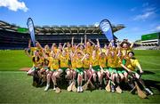 6 May 2025; Over 1000 U12 Camogie players, from across the country, were given the opportunity of a lifetime, when they got to compete on the hallowed turf at Croke Park. Allianz, a longstanding partner to the GAA and proud sponsor of The Camogie Association, welcomed under-12 teams across Ireland to Croke Park, for the Allianz Camán to Croker 2025 event. The event gives young girls the opportunity to represent their clubs and counties, in the day-long blitz – creating lots of fantastic memories and fun along the way. Allianz Camán to Croker is one of many initiatives supported by Allianz, as part of their #StopTheDrop campaign – a campaign designed to highlight and reduce the number of children dropping out of sport at the transition between primary and secondary school. Pictured at the Allianz Camán to Croker 2025 event is Inagh-Kilnamona of Clare. Photo by Ramsey Cardy/Sportsfile