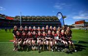6 May 2025; Over 1000 U12 Camogie players, from across the country, were given the opportunity of a lifetime, when they got to compete on the hallowed turf at Croke Park. Allianz, a longstanding partner to the GAA and proud sponsor of The Camogie Association, welcomed under-12 teams across Ireland to Croke Park, for the Allianz Camán to Croker 2025 event. The event gives young girls the opportunity to represent their clubs and counties, in the day-long blitz – creating lots of fantastic memories and fun along the way. Allianz Camán to Croker is one of many initiatives supported by Allianz, as part of their #StopTheDrop campaign – a campaign designed to highlight and reduce the number of children dropping out of sport at the transition between primary and secondary school. Pictured at the Allianz Camán to Croker 2025 event is St. Kevin’s of Louth. Photo by Ramsey Cardy/Sportsfile