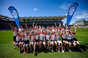 6 May 2025; Over 1000 U12 Camogie players, from across the country, were given the opportunity of a lifetime, when they got to compete on the hallowed turf at Croke Park. Allianz, a longstanding partner to the GAA and proud sponsor of The Camogie Association, welcomed under-12 teams across Ireland to Croke Park, for the Allianz Camán to Croker 2025 event. The event gives young girls the opportunity to represent their clubs and counties, in the day-long blitz – creating lots of fantastic memories and fun along the way. Allianz Camán to Croker is one of many initiatives supported by Allianz, as part of their #StopTheDrop campaign – a campaign designed to highlight and reduce the number of children dropping out of sport at the transition between primary and secondary school. Pictured at the Allianz Camán to Croker 2025 event is St. Cillian's/Lusmagh Camogie Club of Offaly. Photo by Ramsey Cardy/Sportsfile