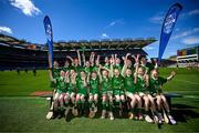 6 May 2025; Over 1000 U12 Camogie players, from across the country, were given the opportunity of a lifetime, when they got to compete on the hallowed turf at Croke Park. Allianz, a longstanding partner to the GAA and proud sponsor of The Camogie Association, welcomed under-12 teams across Ireland to Croke Park, for the Allianz Camán to Croker 2025 event. The event gives young girls the opportunity to represent their clubs and counties, in the day-long blitz – creating lots of fantastic memories and fun along the way. Allianz Camán to Croker is one of many initiatives supported by Allianz, as part of their #StopTheDrop campaign – a campaign designed to highlight and reduce the number of children dropping out of sport at the transition between primary and secondary school. Pictured at the Allianz Camán to Croker 2025 event is Avondale Camogie Club of Wicklow. Photo by Ramsey Cardy/Sportsfile