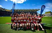 6 May 2025; Over 1000 U12 Camogie players, from across the country, were given the opportunity of a lifetime, when they got to compete on the hallowed turf at Croke Park. Allianz, a longstanding partner to the GAA and proud sponsor of The Camogie Association, welcomed under-12 teams across Ireland to Croke Park, for the Allianz Camán to Croker 2025 event. The event gives young girls the opportunity to represent their clubs and counties, in the day-long blitz – creating lots of fantastic memories and fun along the way. Allianz Camán to Croker is one of many initiatives supported by Allianz, as part of their #StopTheDrop campaign – a campaign designed to highlight and reduce the number of children dropping out of sport at the transition between primary and secondary school. Pictured at the Allianz Camán to Croker 2025 event is Gort na Móna of Antrim. Photo by Ramsey Cardy/Sportsfile