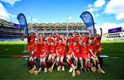 6 May 2025; Over 1000 U12 Camogie players, from across the country, were given the opportunity of a lifetime, when they got to compete on the hallowed turf at Croke Park. Allianz, a longstanding partner to the GAA and proud sponsor of The Camogie Association, welcomed under-12 teams across Ireland to Croke Park, for the Allianz Camán to Croker 2025 event. The event gives young girls the opportunity to represent their clubs and counties, in the day-long blitz – creating lots of fantastic memories and fun along the way. Allianz Camán to Croker is one of many initiatives supported by Allianz, as part of their #StopTheDrop campaign – a campaign designed to highlight and reduce the number of children dropping out of sport at the transition between primary and secondary school. Pictured at the Allianz Camán to Croker 2025 event is the Davidstown Courtnacuddy of Wexford team. Photo by Ramsey Cardy/Sportsfile