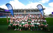 6 May 2025; Over 1000 U12 Camogie players, from across the country, were given the opportunity of a lifetime, when they got to compete on the hallowed turf at Croke Park. Allianz, a longstanding partner to the GAA and proud sponsor of The Camogie Association, welcomed under-12 teams across Ireland to Croke Park, for the Allianz Camán to Croker 2025 event. The event gives young girls the opportunity to represent their clubs and counties, in the day-long blitz – creating lots of fantastic memories and fun along the way. Allianz Camán to Croker is one of many initiatives supported by Allianz, as part of their #StopTheDrop campaign – a campaign designed to highlight and reduce the number of children dropping out of sport at the transition between primary and secondary school. Pictured at the Allianz Camán to Croker 2025 event is the Sallins GAA of Kildare team. Photo by Ramsey Cardy/Sportsfile