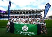 6 May 2025; Over 1000 U12 Camogie players, from across the country, were given the opportunity of a lifetime, when they got to compete on the hallowed turf at Croke Park. Allianz, a longstanding partner to the GAA and proud sponsor of The Camogie Association, welcomed under-12 teams across Ireland to Croke Park, for the Allianz Camán to Croker 2025 event. The event gives young girls the opportunity to represent their clubs and counties, in the day-long blitz – creating lots of fantastic memories and fun along the way. Allianz Camán to Croker is one of many initiatives supported by Allianz, as part of their #StopTheDrop campaign – a campaign designed to highlight and reduce the number of children dropping out of sport at the transition between primary and secondary school. Pictured at the Allianz Camán to Croker 2025 event is the Lucan Sarsfields of Dublin team. Photo by Ramsey Cardy/Sportsfile