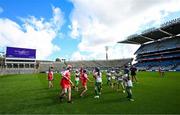 6 May 2025; Over 1000 U12 Camogie players, from across the country, were given the opportunity of a lifetime, when they got to compete on the hallowed turf at Croke Park. Allianz, a longstanding partner to the GAA and proud sponsor of The Camogie Association, welcomed under-12 teams across Ireland to Croke Park, for the Allianz Camán to Croker 2025 event. The event gives young girls the opportunity to represent their clubs and counties, in the day-long blitz – creating lots of fantastic memories and fun along the way. Allianz Camán to Croker is one of many initiatives supported by Allianz, as part of their #StopTheDrop campaign – a campaign designed to highlight and reduce the number of children dropping out of sport at the transition between primary and secondary school. Pictured at the Allianz Camán to Croker 2025 event is action between Trim of Meath and Sallins of Kildare. Photo by Ramsey Cardy/Sportsfile