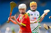 6 May 2025; Over 1000 U12 Camogie players, from across the country, were given the opportunity of a lifetime, when they got to compete on the hallowed turf at Croke Park. Allianz, a longstanding partner to the GAA and proud sponsor of The Camogie Association, welcomed under-12 teams across Ireland to Croke Park, for the Allianz Camán to Croker 2025 event. The event gives young girls the opportunity to represent their clubs and counties, in the day-long blitz – creating lots of fantastic memories and fun along the way. Allianz Camán to Croker is one of many initiatives supported by Allianz, as part of their #StopTheDrop campaign – a campaign designed to highlight and reduce the number of children dropping out of sport at the transition between primary and secondary school. Pictured at the Allianz Camán to Croker 2025 event is action between St. Mary’s Granemore of Armagh and The Harps Camogie Club of Laois. Photo by Ramsey Cardy/Sportsfile