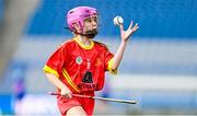 6 May 2025; Over 1000 U12 Camogie players, from across the country, were given the opportunity of a lifetime, when they got to compete on the hallowed turf at Croke Park. Allianz, a longstanding partner to the GAA and proud sponsor of The Camogie Association, welcomed under-12 teams across Ireland to Croke Park, for the Allianz Camán to Croker 2025 event. The event gives young girls the opportunity to represent their clubs and counties, in the day-long blitz – creating lots of fantastic memories and fun along the way. Allianz Camán to Croker is one of many initiatives supported by Allianz, as part of their #StopTheDrop campaign – a campaign designed to highlight and reduce the number of children dropping out of sport at the transition between primary and secondary school. Pictured at the Allianz Camán to Croker 2025 event is action between St. Mary’s Granemore of Armagh and The Harps Camogie Club of Laois. Photo by Ramsey Cardy/Sportsfile