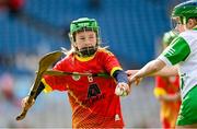 6 May 2025; Over 1000 U12 Camogie players, from across the country, were given the opportunity of a lifetime, when they got to compete on the hallowed turf at Croke Park. Allianz, a longstanding partner to the GAA and proud sponsor of The Camogie Association, welcomed under-12 teams across Ireland to Croke Park, for the Allianz Camán to Croker 2025 event. The event gives young girls the opportunity to represent their clubs and counties, in the day-long blitz – creating lots of fantastic memories and fun along the way. Allianz Camán to Croker is one of many initiatives supported by Allianz, as part of their #StopTheDrop campaign – a campaign designed to highlight and reduce the number of children dropping out of sport at the transition between primary and secondary school. Pictured at the Allianz Camán to Croker 2025 event is action between St. Mary’s Granemore of Armagh and The Harps Camogie Club of Laois. Photo by Ramsey Cardy/Sportsfile