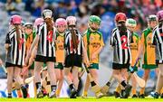 6 May 2025; Over 1000 U12 Camogie players, from across the country, were given the opportunity of a lifetime, when they got to compete on the hallowed turf at Croke Park. Allianz, a longstanding partner to the GAA and proud sponsor of The Camogie Association, welcomed under-12 teams across Ireland to Croke Park, for the Allianz Camán to Croker 2025 event. The event gives young girls the opportunity to represent their clubs and counties, in the day-long blitz – creating lots of fantastic memories and fun along the way. Allianz Camán to Croker is one of many initiatives supported by Allianz, as part of their #StopTheDrop campaign – a campaign designed to highlight and reduce the number of children dropping out of sport at the transition between primary and secondary school. Pictured at the Allianz Camán to Croker 2025 event is action between Donard/Glen of Wicklow and Middletown GAA of Armagh. Photo by Ramsey Cardy/Sportsfile