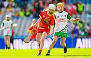 6 May 2025; Over 1000 U12 Camogie players, from across the country, were given the opportunity of a lifetime, when they got to compete on the hallowed turf at Croke Park. Allianz, a longstanding partner to the GAA and proud sponsor of The Camogie Association, welcomed under-12 teams across Ireland to Croke Park, for the Allianz Camán to Croker 2025 event. The event gives young girls the opportunity to represent their clubs and counties, in the day-long blitz – creating lots of fantastic memories and fun along the way. Allianz Camán to Croker is one of many initiatives supported by Allianz, as part of their #StopTheDrop campaign – a campaign designed to highlight and reduce the number of children dropping out of sport at the transition between primary and secondary school. Pictured at the Allianz Camán to Croker 2025 event is action between St. Mary’s Granemore of Armagh and The Harps Camogie Club of Laois. Photo by Ramsey Cardy/Sportsfile