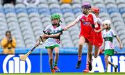 6 May 2025; Over 1000 U12 Camogie players, from across the country, were given the opportunity of a lifetime, when they got to compete on the hallowed turf at Croke Park. Allianz, a longstanding partner to the GAA and proud sponsor of The Camogie Association, welcomed under-12 teams across Ireland to Croke Park, for the Allianz Camán to Croker 2025 event. The event gives young girls the opportunity to represent their clubs and counties, in the day-long blitz – creating lots of fantastic memories and fun along the way. Allianz Camán to Croker is one of many initiatives supported by Allianz, as part of their #StopTheDrop campaign – a campaign designed to highlight and reduce the number of children dropping out of sport at the transition between primary and secondary school. Pictured at the Allianz Camán to Croker 2025 event is action between Trim of Meath and Sallins of Kildare. Photo by Ramsey Cardy/Sportsfile