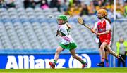 6 May 2025; Over 1000 U12 Camogie players, from across the country, were given the opportunity of a lifetime, when they got to compete on the hallowed turf at Croke Park. Allianz, a longstanding partner to the GAA and proud sponsor of The Camogie Association, welcomed under-12 teams across Ireland to Croke Park, for the Allianz Camán to Croker 2025 event. The event gives young girls the opportunity to represent their clubs and counties, in the day-long blitz – creating lots of fantastic memories and fun along the way. Allianz Camán to Croker is one of many initiatives supported by Allianz, as part of their #StopTheDrop campaign – a campaign designed to highlight and reduce the number of children dropping out of sport at the transition between primary and secondary school. Pictured at the Allianz Camán to Croker 2025 event is action between Trim of Meath and Sallins of Kildare. Photo by Ramsey Cardy/Sportsfile