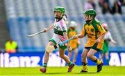 6 May 2025; Over 1000 U12 Camogie players, from across the country, were given the opportunity of a lifetime, when they got to compete on the hallowed turf at Croke Park. Allianz, a longstanding partner to the GAA and proud sponsor of The Camogie Association, welcomed under-12 teams across Ireland to Croke Park, for the Allianz Camán to Croker 2025 event. The event gives young girls the opportunity to represent their clubs and counties, in the day-long blitz – creating lots of fantastic memories and fun along the way. Allianz Camán to Croker is one of many initiatives supported by Allianz, as part of their #StopTheDrop campaign – a campaign designed to highlight and reduce the number of children dropping out of sport at the transition between primary and secondary school. Pictured at the Allianz Camán to Croker 2025 event is action between Sallins of Kildare and Donard/Glen of Wicklow. Photo by Ramsey Cardy/Sportsfile