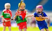 6 May 2025; Over 1000 U12 Camogie players, from across the country, were given the opportunity of a lifetime, when they got to compete on the hallowed turf at Croke Park. Allianz, a longstanding partner to the GAA and proud sponsor of The Camogie Association, welcomed under-12 teams across Ireland to Croke Park, for the Allianz Camán to Croker 2025 event. The event gives young girls the opportunity to represent their clubs and counties, in the day-long blitz – creating lots of fantastic memories and fun along the way. Allianz Camán to Croker is one of many initiatives supported by Allianz, as part of their #StopTheDrop campaign – a campaign designed to highlight and reduce the number of children dropping out of sport at the transition between primary and secondary school. Pictured at the Allianz Camán to Croker 2025 event is action between Patrickswell of Limerick and Rower Inistioge of Kilkenny. Photo by Ramsey Cardy/Sportsfile