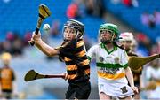 6 May 2025; Over 1000 U12 Camogie players, from across the country, were given the opportunity of a lifetime, when they got to compete on the hallowed turf at Croke Park. Allianz, a longstanding partner to the GAA and proud sponsor of The Camogie Association, welcomed under-12 teams across Ireland to Croke Park, for the Allianz Camán to Croker 2025 event. The event gives young girls the opportunity to represent their clubs and counties, in the day-long blitz – creating lots of fantastic memories and fun along the way. Allianz Camán to Croker is one of many initiatives supported by Allianz, as part of their #StopTheDrop campaign – a campaign designed to highlight and reduce the number of children dropping out of sport at the transition between primary and secondary school. Pictured at the Allianz Camán to Croker 2025 event is action between Rathnure St Anne's of Wexford and Liatroim Fontenoys GAC of Down. Photo by Ramsey Cardy/Sportsfile