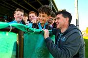 5 May 2025; Drogheda United manager Kevin Doherty with young Drogheda supporters before the SSE Airtricity Men's Premier Division match between Drogheda United and Cork City at Sullivan & Lambe Park in Drogheda, Louth. Photo by Tyler Miller/Sportsfile