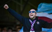 5 May 2025; A Drogheda United supporter before the SSE Airtricity Men's Premier Division match between Drogheda United and Cork City at Sullivan & Lambe Park in Drogheda, Louth. Photo by Tyler Miller/Sportsfile