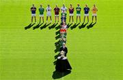 6 May 2025; In attendance at the launch of the Tailteann Cup at Croke Park in Dublin is Uachtarán Chumann Lúthchleas Gael Jarlath Burns, centre, with back row from left, Sean O’Connor of Tipperary, Tighe Barry of London, Callum Bolton of Kildare, Ronan Wallace of Westmeath, Killian Roche of Laois, Mark Diffley of Leitrim, Dean Healy of Wicklow and Dermot McAleese of Antrim. Along with front row, from front to back, Cillian Fahy of Limerick, Paddy Fox of Longford, Niall Murphy of Sligo, Conor Murray of Waterford, Mikey Bambrick of Carlow, Lee Pearson of Offaly and Declan McCusker of Fermanagh. Photo by Sam Barnes/Sportsfile