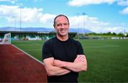 6 May 2025; New Kerry FC manager Colin Healy poses for a portrait at the club grounds at Mounthawk Park in Tralee, Kerry. Photo by Brendan Moran/Sportsfile