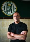 6 May 2025; New Kerry FC manager Colin Healy poses for a portrait at the club grounds at Mounthawk Park in Tralee, Kerry. Photo by Brendan Moran/Sportsfile