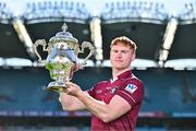6 May 2025; Ronan Wallace of Westmeath pictured with the Tailteann Cup at the launch of the Tailteann Cup at Croke Park in Dublin. Photo by Sam Barnes/Sportsfile