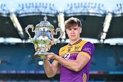 6 May 2025; Liam Coleman of Wexford pictured with the Tailteann Cup at the launch of the Tailteann Cup at Croke Park in Dublin. Photo by Sam Barnes/Sportsfile