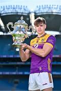 6 May 2025; Liam Coleman of Wexford pictured with the Tailteann Cup at the launch of the Tailteann Cup at Croke Park in Dublin. Photo by Sam Barnes/Sportsfile