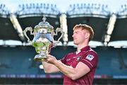 6 May 2025; Ronan Wallace of Westmeath pictured with the Tailteann Cup at the launch of the Tailteann Cup at Croke Park in Dublin. Photo by Sam Barnes/Sportsfile