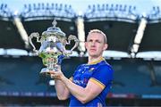 6 May 2025; Paddy Fox of Longford pictured with the Tailteann Cup at the launch of the Tailteann Cup at Croke Park in Dublin. Photo by Sam Barnes/Sportsfile