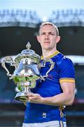 6 May 2025; Paddy Fox of Longford pictured with the Tailteann Cup at the launch of the Tailteann Cup at Croke Park in Dublin. Photo by Sam Barnes/Sportsfile