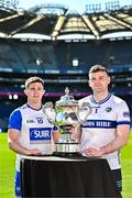 6 May 2025; Conor Murray of Waterford, left, and Killian Roche of Laois, pictured with the Tailteann Cup at the launch of the Tailteann Cup at Croke Park in Dublin. Photo by Sam Barnes/Sportsfile