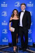 6 May 2025; Tommy O'Brien and Zoe Connolly on arrival at the Leinster Rugby awards ball 2025 at O'Reilly Hall in UCD, Dublin. Photo by Brendan Moran/Sportsfile