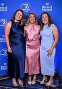 6 May 2025; Kirstie Stevenson, Ailsa Hughes and Molly Boyne on arrival at the Leinster Rugby awards ball 2025 at O'Reilly Hall in UCD, Dublin. Photo by Brendan Moran/Sportsfile