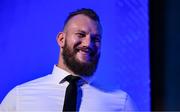 6 May 2025; Energia Supporters Player of the Year RG Snyman is interviewed during the Leinster Rugby awards ball 2025 at O'Reilly Hall in UCD, Dublin. Photo by Brendan Moran/Sportsfile Photo by Brendan Moran/Sportsfile