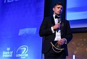 6 May 2025; Departing player Ross Byrne is interviewed during the Leinster Rugby awards ball 2025 at O'Reilly Hall in UCD, Dublin. Photo by Brendan Moran/Sportsfile