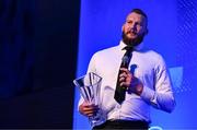 6 May 2025; Bank of Ireland Men’s Player’s Player of the Year RG Snyman is interviewed during the Leinster Rugby awards ball 2025 at O'Reilly Hall in UCD, Dublin. Photo by Brendan Moran/Sportsfile