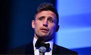 6 May 2025; Departing player Ross Byrne is interviewed during the Leinster Rugby awards ball 2025 at O'Reilly Hall in UCD, Dublin. Photo by Brendan Moran/Sportsfile