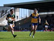4 May 2025; Brian Ó Beaglaoich of Kerry in action against Eoin Cleary of Clare during the Munster GAA Football Senior Championship final match between Kerry and Clare at Fitzgerald Stadium in Killarney, Kerry. Photo by Piaras Ó Mídheach/Sportsfile